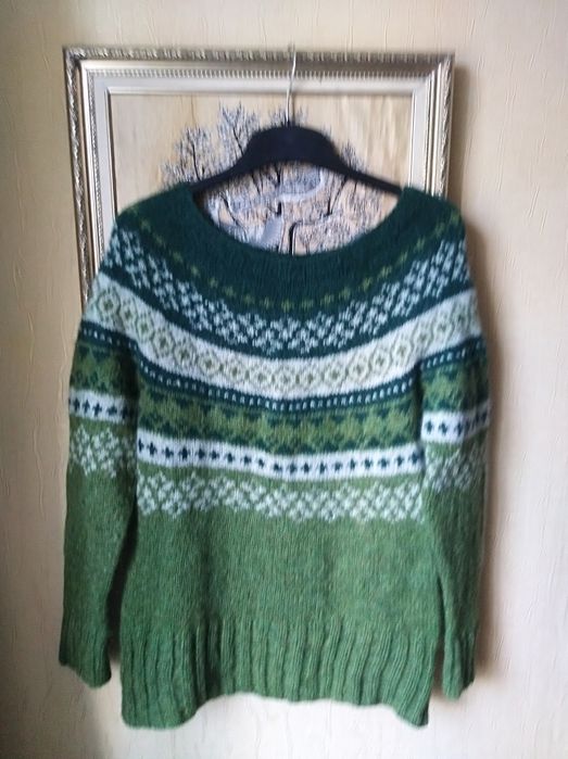 Свитер новогодний    синий Свитер  скандинавский   шерстяной