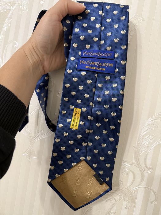 Краватка ysl yves saint laurent галстук жовто блакитний серце сердце
