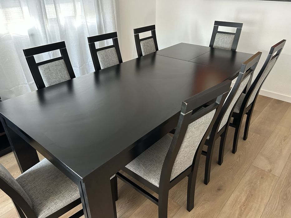 Conjunto de mesa de jantar extensivel e cadeiras