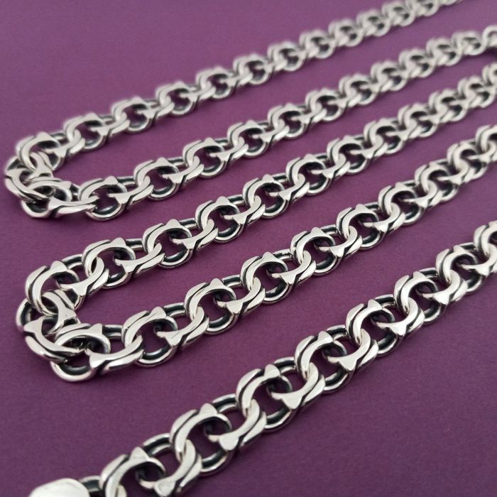 Серебряная цепочка бисмарк 7мм мужская цепь