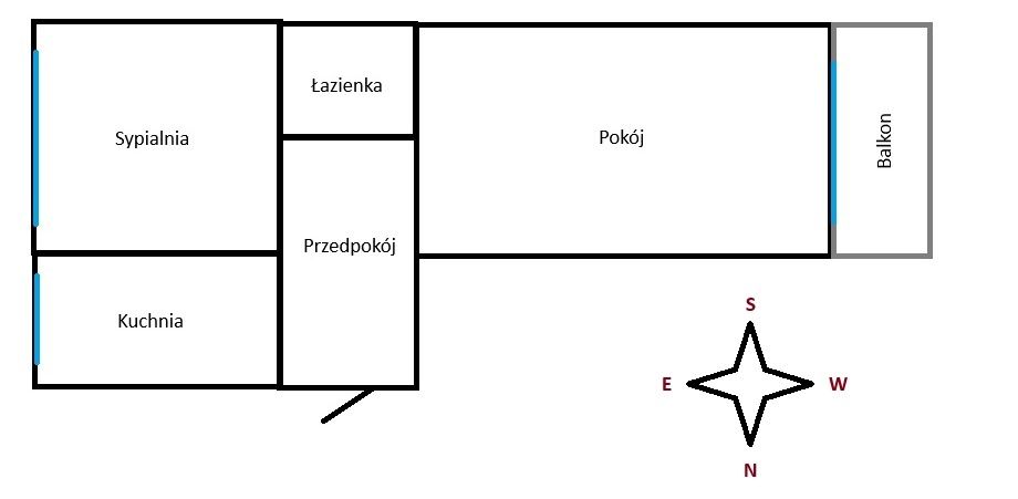 Sprzedam 2-pokojowe mieszkanie 46m²  - Widzew Wschód,Łódź (oferta prywatna)