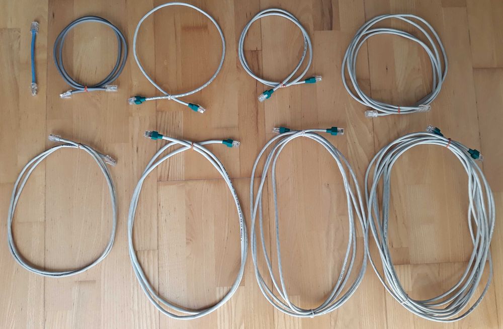 Kable sieciowe LAN różnej długości 9 szt.