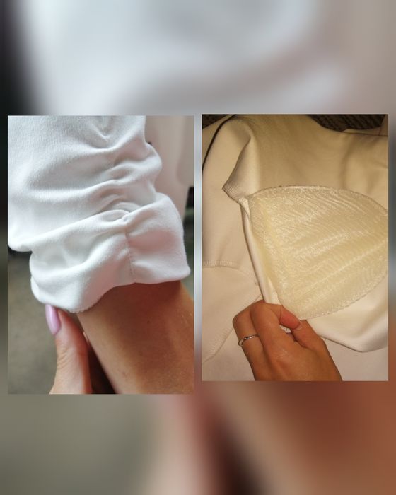 Strój garniturowy spodnie plus żakiet biel ekri