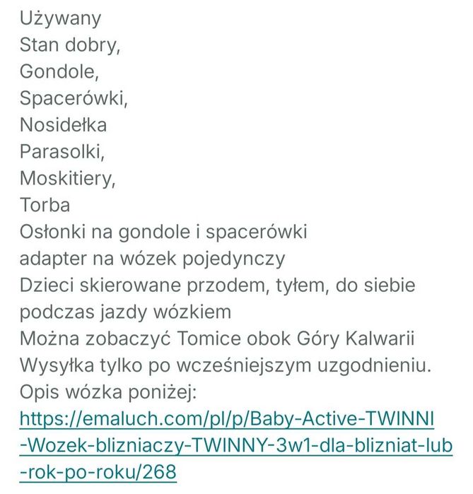 3 w 1 Wózek bliźniaczy, rok po roku, baby active twinni