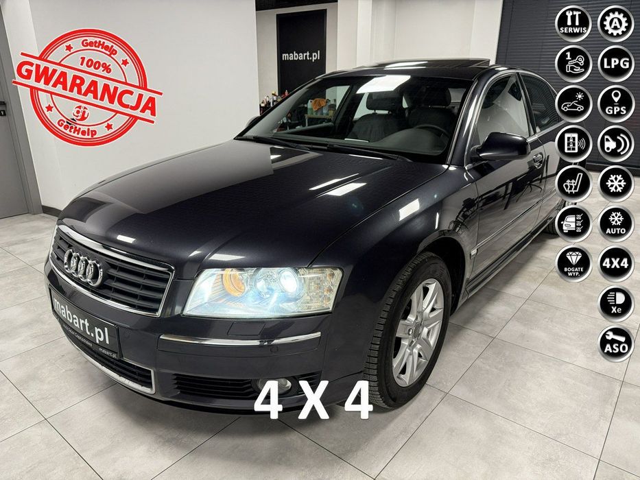 Audi A8 4.2 V8 MPI QUATTRO 334KM*Xenon*BOSE*KEYLESSGO na Odcisk*Solar Dach*