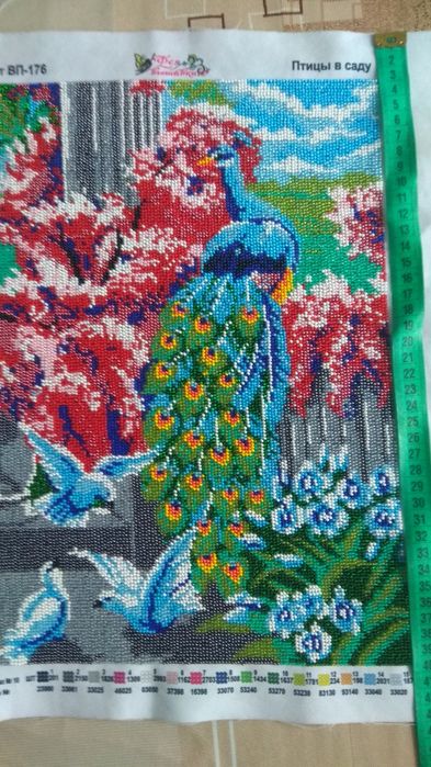 Картина бісером "Птицы в саду"