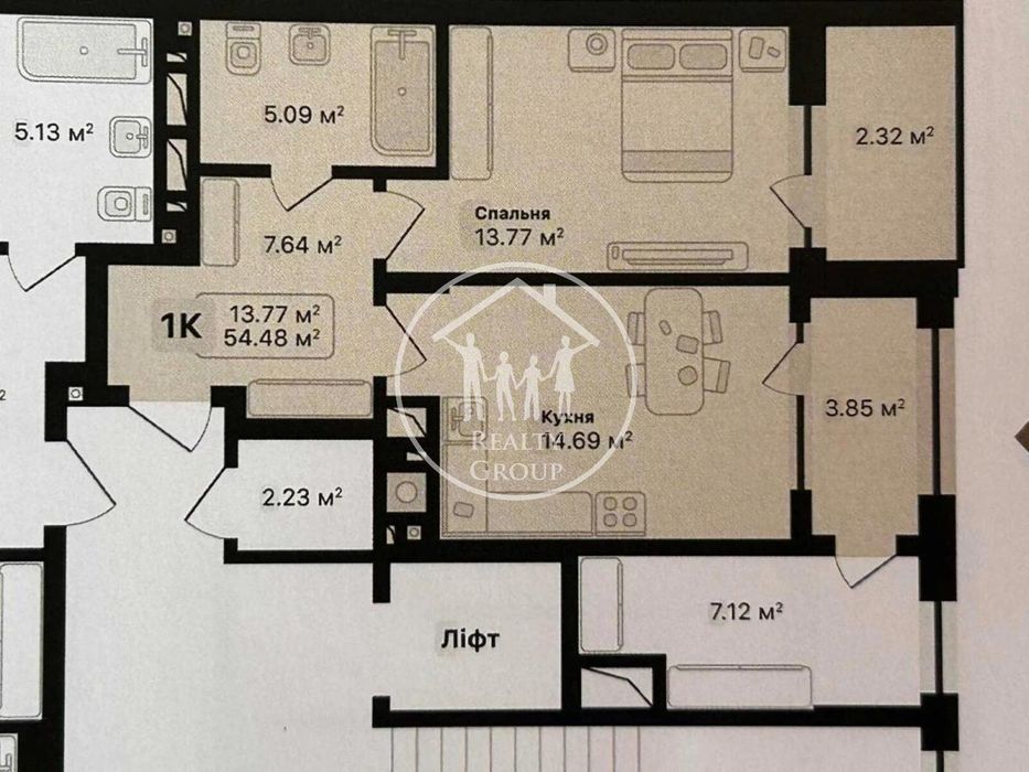 1-комнатная квартира по адресу (площадь 55 м²) - Atlanta.ua - фото 6