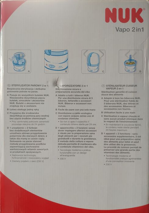 Parowar - Gotowanie na parze/Sterylizator parowy, NUK Vapo 2w1