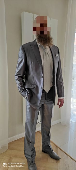 piękny elegancki męski garnitur ślubny, komunia, święta / na 188 cm