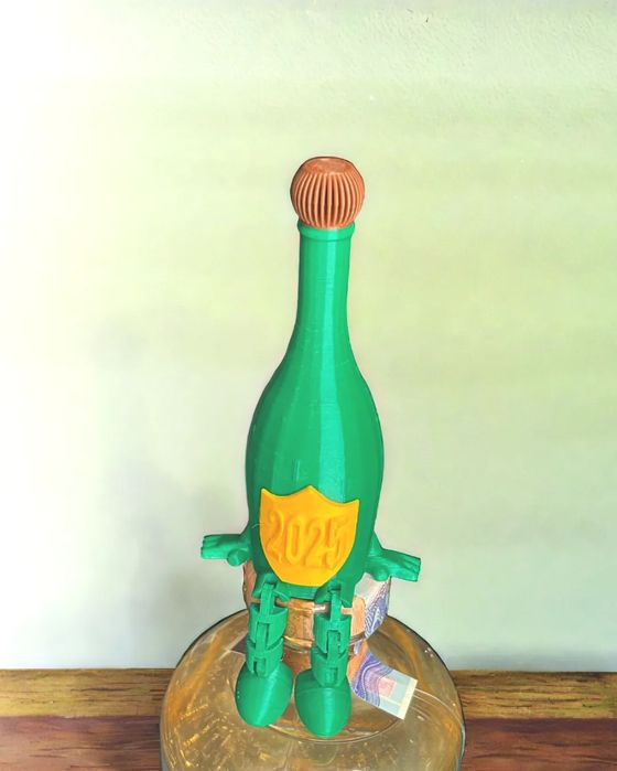Articulated Champagne Bottle with Legs
