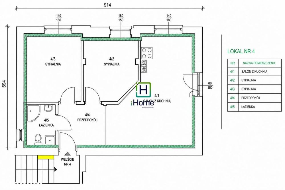 3 pokoje 49 m² I piętro