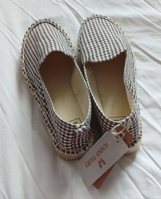 Espadryle. Nowe? Rozm.38 kratka biało brązowa