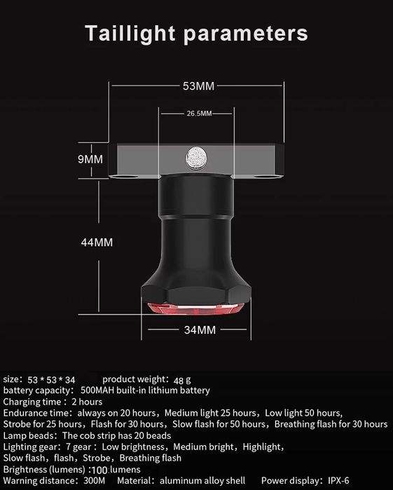 Luz Led Bicicleta traseira inteligente