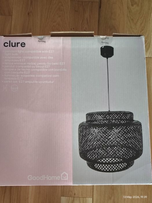 Czarna lampa wisząca bambusowa boho/loft– Stan idealny
