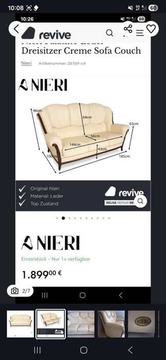 Sprzedam dwie  sofy skórzane 3 i 2 osobową firmy NIERI w stanie bdb