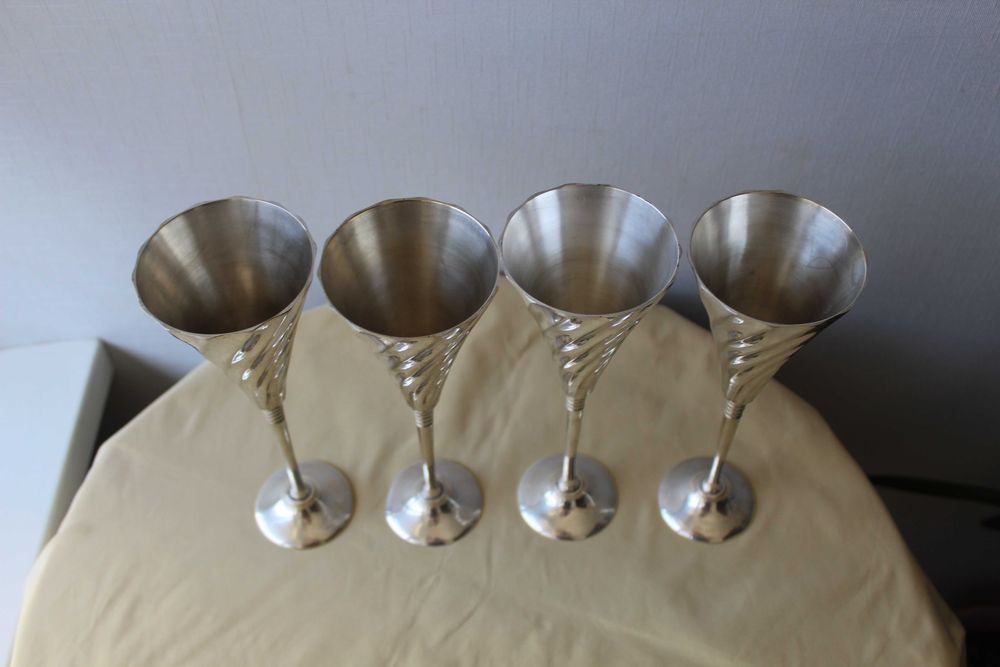 Бокалы,  большие, бронза, Англия, h 22,5 см, 4 шт