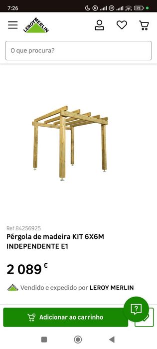 Pérgola em madeira 6x6