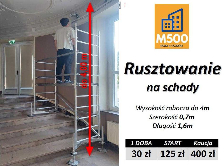 Wypożyczę rusztowanie NA SCHODY 4m aluminiowe lekkie mobilne