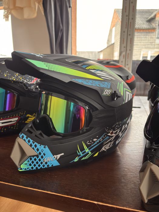 NOWE Kaski Motocrossowe+Gogle  motocross rowerowy quad atv enduro