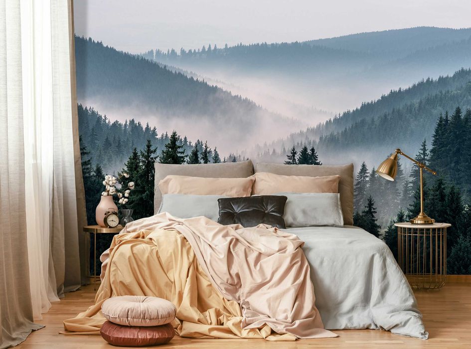 Fototapeta Wzgórza Las Mgła Poranek 3D Na Twój Rozmiar + KLEJ