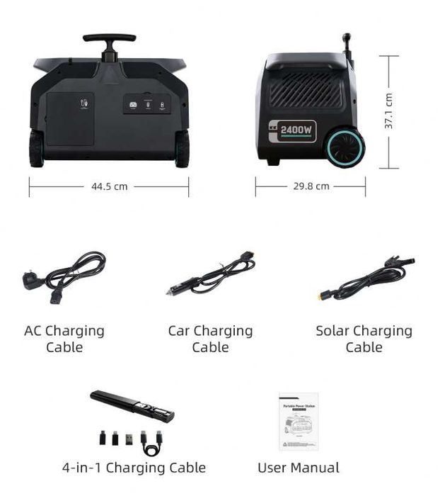 Estação Energia Solar IEETek 2400W/4800W MPPT 800W 2048Wh BT e WI-FI