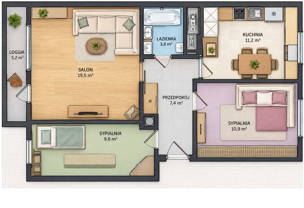Mieszkanie 61,6m2 na Kormoranie w Olsztynie