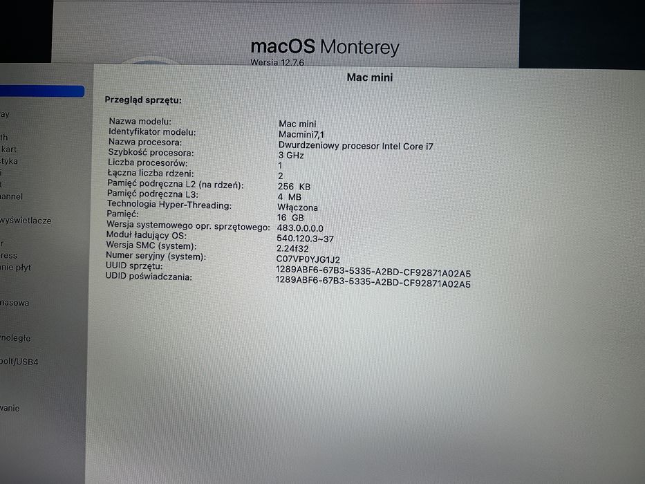 MacMini Late 2014 Intel Core i7  SSD256 GB/RAM 16GB + klawiatura +mysz