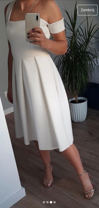 Biała sukienka piankowa midi