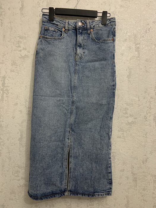 Спідниця джинсова міді з розрізом