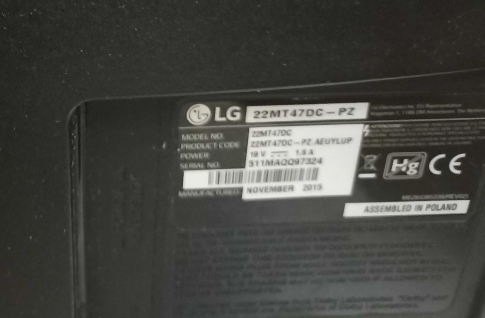 Zasilacz do monitora i TV  LG  - 19 V- 45 W