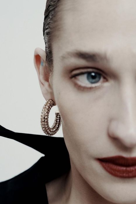 Сережки-кільця зі стразами ZARA