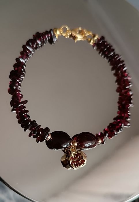 Bransoletka z naturalnego granatu I hematytu