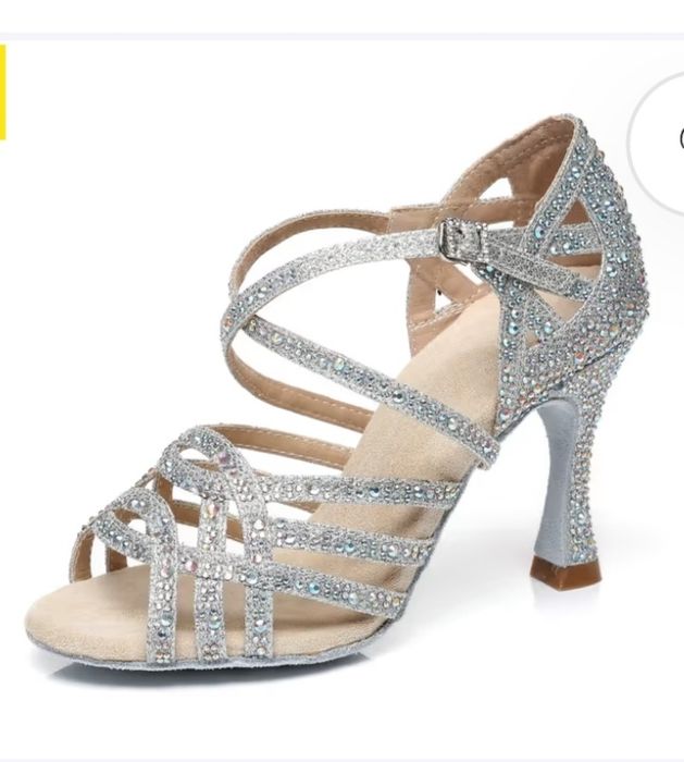 Damskie buty do tańca latynoskiego z kryształkami miękka podeszwa ballroom salsa tango bachata  rozm 39