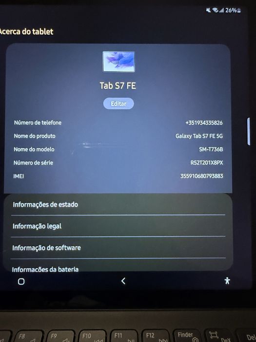 Galaxy Tab S7 FE 5g + capa teclado original