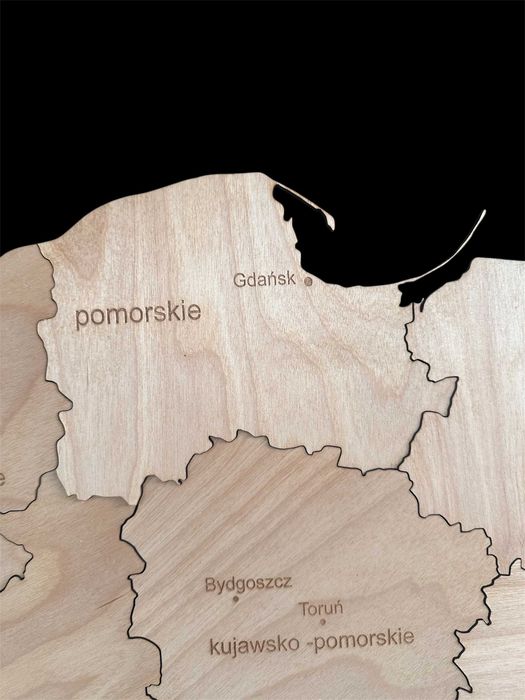 Mapa Polski 75cm grawer województw i miast wojewódzkich, wybór kolorów
