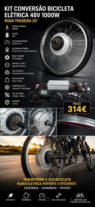 Kit Rodas bicicleta elétrica 314€. Oportunidade