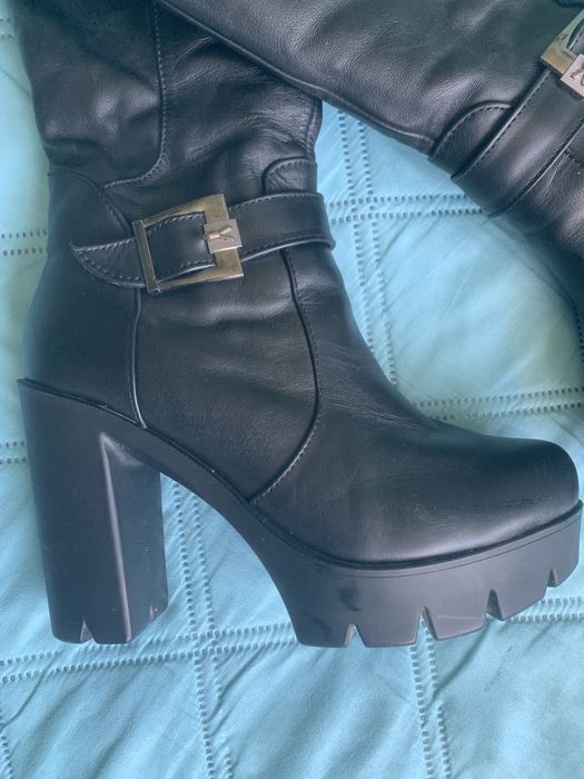 Зимові шкіряні чоботи 38 розмір