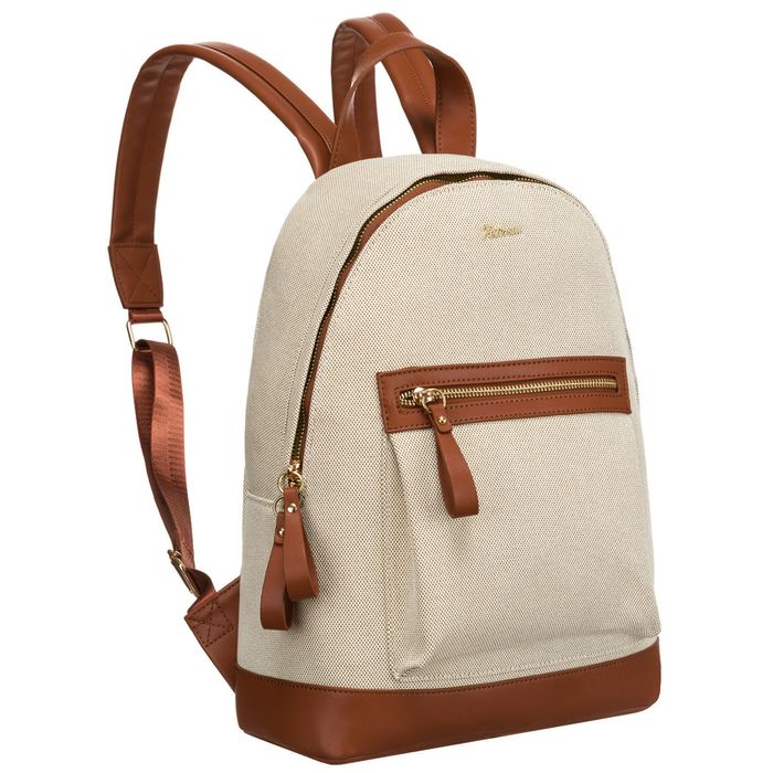 Plecak Damski PETERSON Miejski Skóra Tkanina Beżowo-Brązowy Duży
