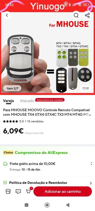 Comando para portão