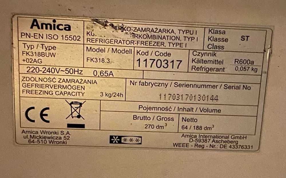 Półka szklana do lodówki Amica