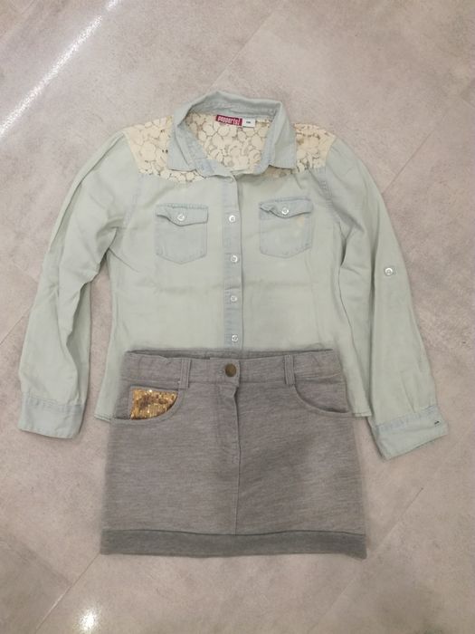 Koszula/bluzka i spódniczka z cekinami