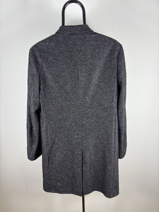 Calvin Klein – męski płaszcz wełniany Fitted | grafit | roz. 48 | Made in Portugal