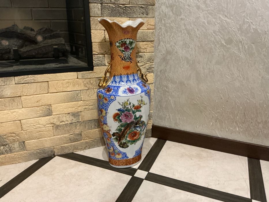 Антикварна/вінтажна керамічна ваза з птахами, важка 3,3 кг,є торг