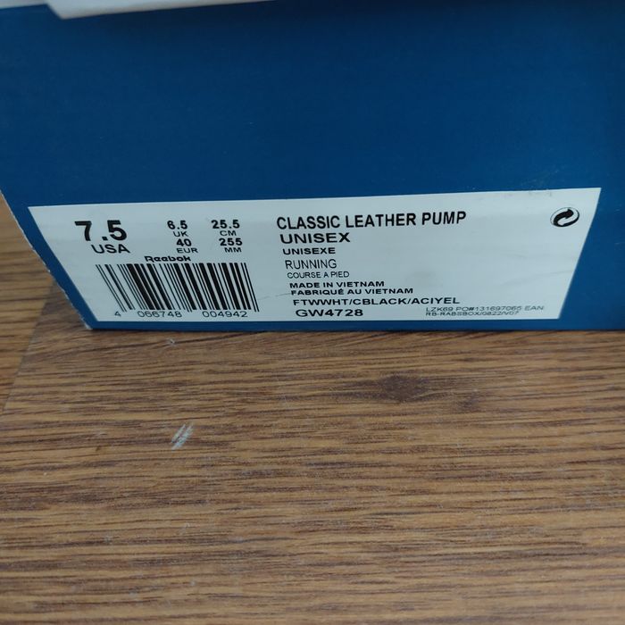 Buty reebok classic leather pump 40 unisex