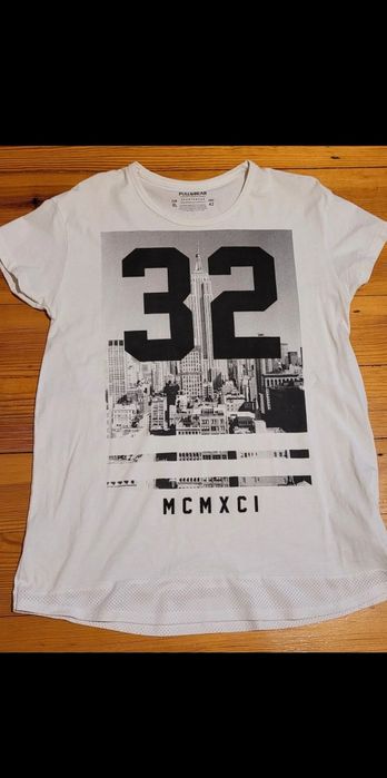 Biały T-shirt męski, Pull&Bear