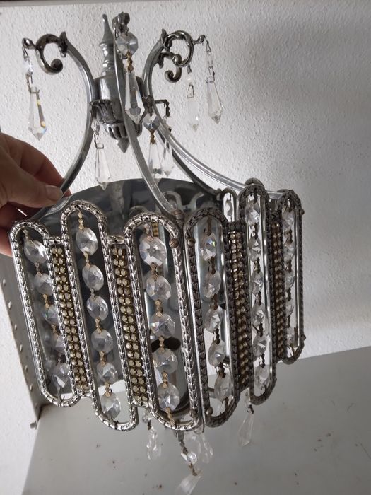 3 Candeeiros cristal com dourados,  como novos