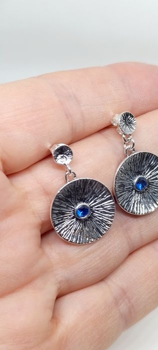 Kolczyki wiszące wkrętki z cyrkonią srebro 925