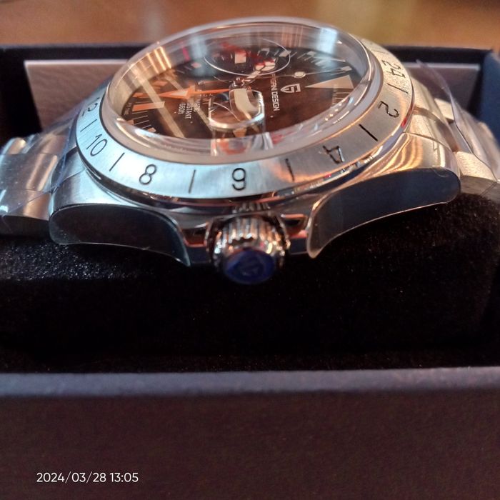 Часы Pagani Design GMT хомаж Rolex Explorer 2 Freccione