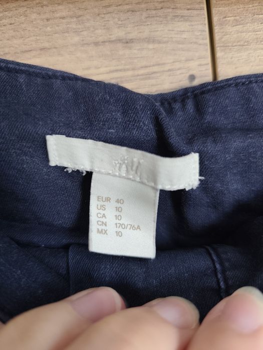H&M 40 granatowe szerokie spodnie wysoki stan szwedy