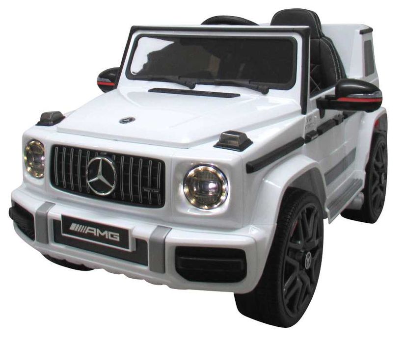 NOWE Auto na akumulator dla dzieci MERCEDES G63 Białe Samochód elektryczny Pojazd sterowany Pilot Muzyka Światła Dźwięk Funkcja wolnego startu